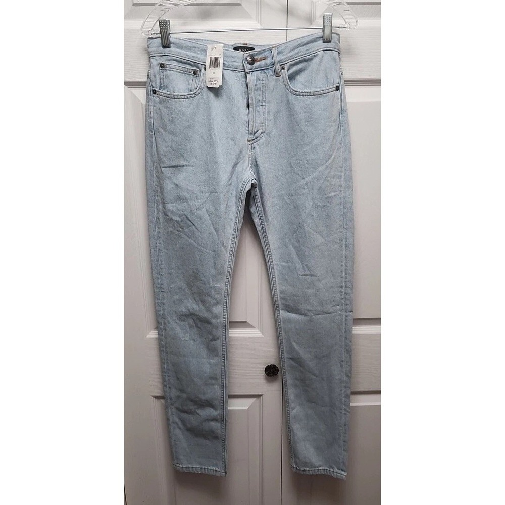 $270 APC Petite New Standard Button Fly Bleached Out Blue Jeans Mens Size 28